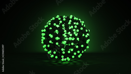 Bunch of glowing green ball...