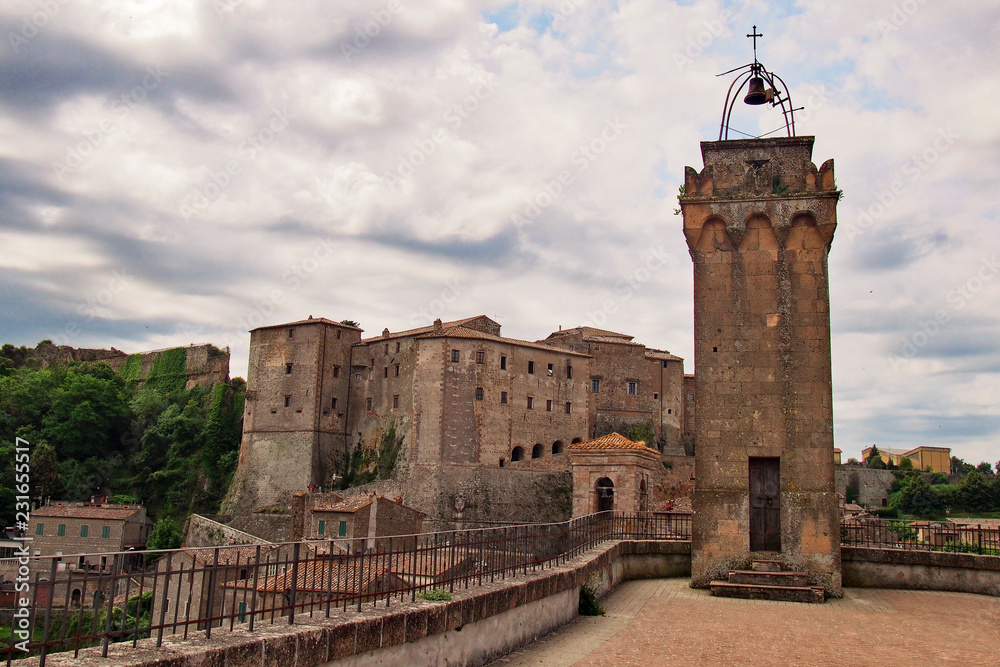 View to Sorano with medieval fortress