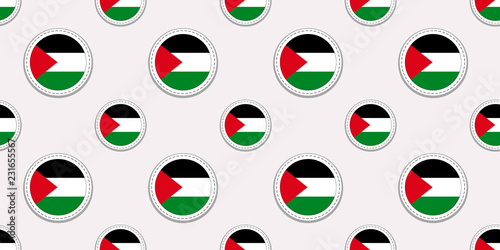 Palestine round flag seamless pattern. Palestinian background. Vector circle icons. Geometric symbols. patriotic wallpaper.