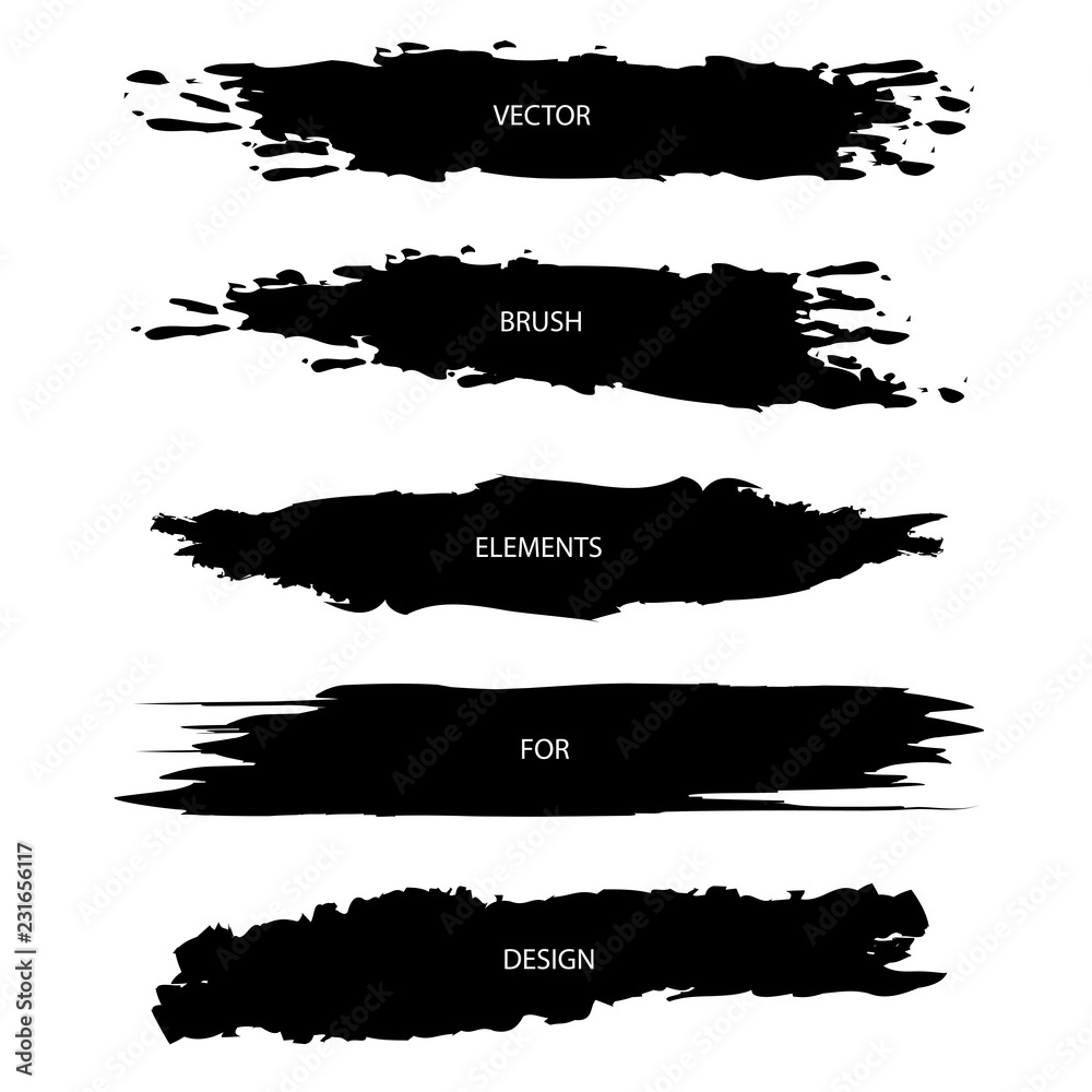 Vector set of black textured brush strokes isolated on white background Vector set of black textured brush strokes isolated on white background