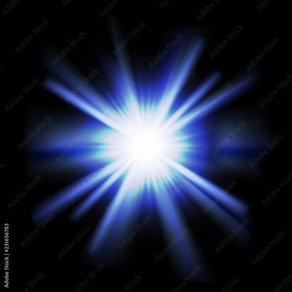 Vector sunlight special lens flare light effect on black background