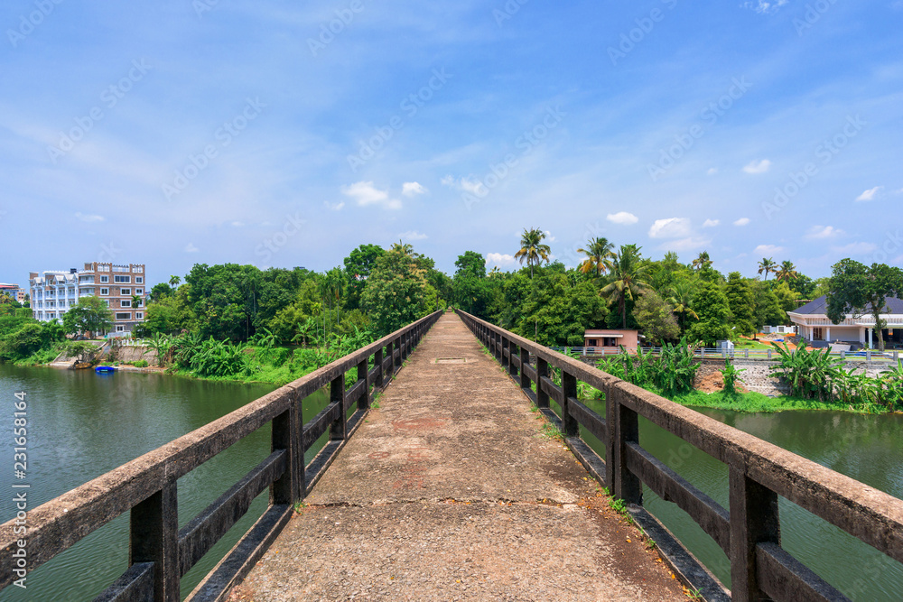 Concrete bridge in Aluva town of Kerala, India.
