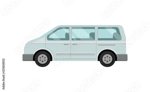 Mini bus for passengers. Airport service car. Automobile and transportation theme. Flat vector icon