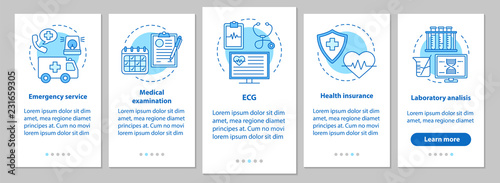 Medicine and healthcare onboarding mobile app page screen with l