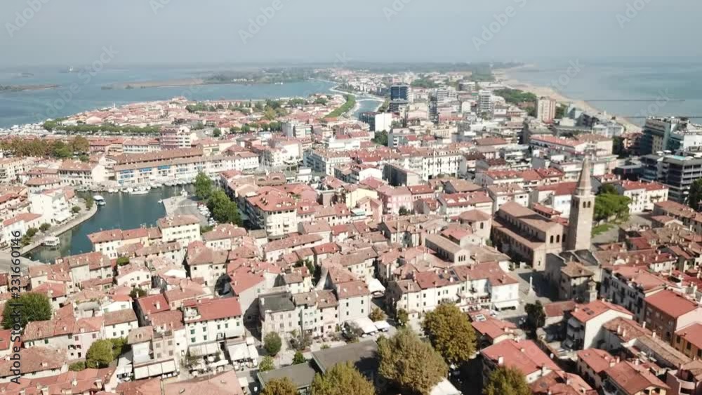 Aerial approach of Basilica in Grado, Italy. Aerial approach of Basilica in Grado, Italy.