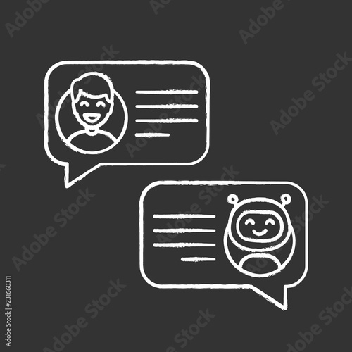 Support chatbot chalk icon