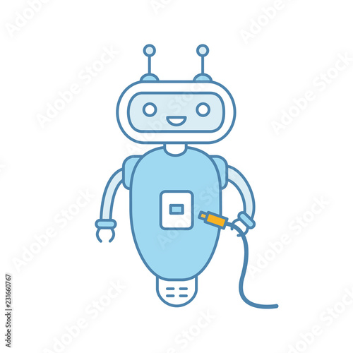 Chatbot with USB cable color icon