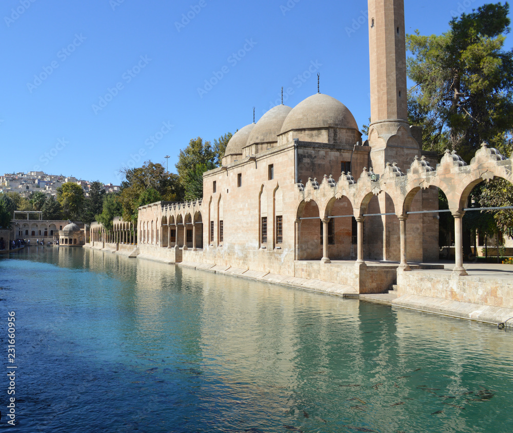 Naklejka premium fishing lake, mosque, urfa