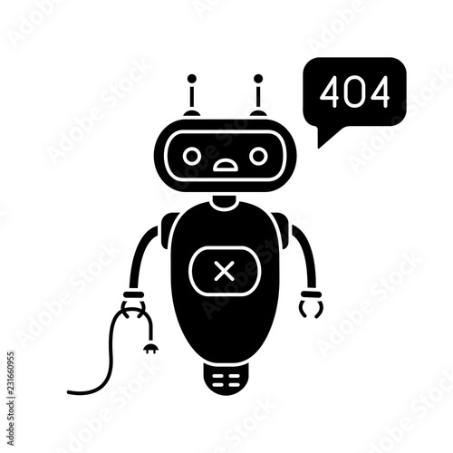 Not found error chatbot glyph icon