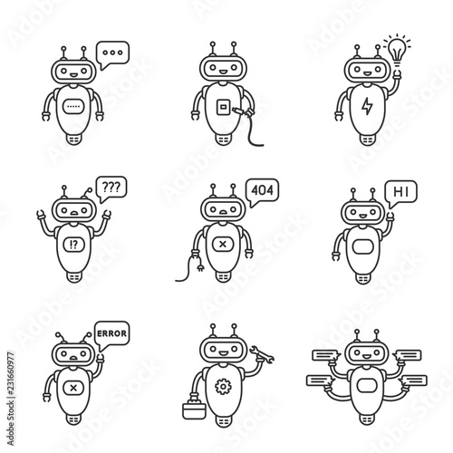 Chatbots linear icons set