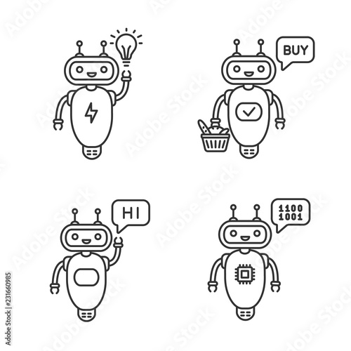 Chatbots linear icons set