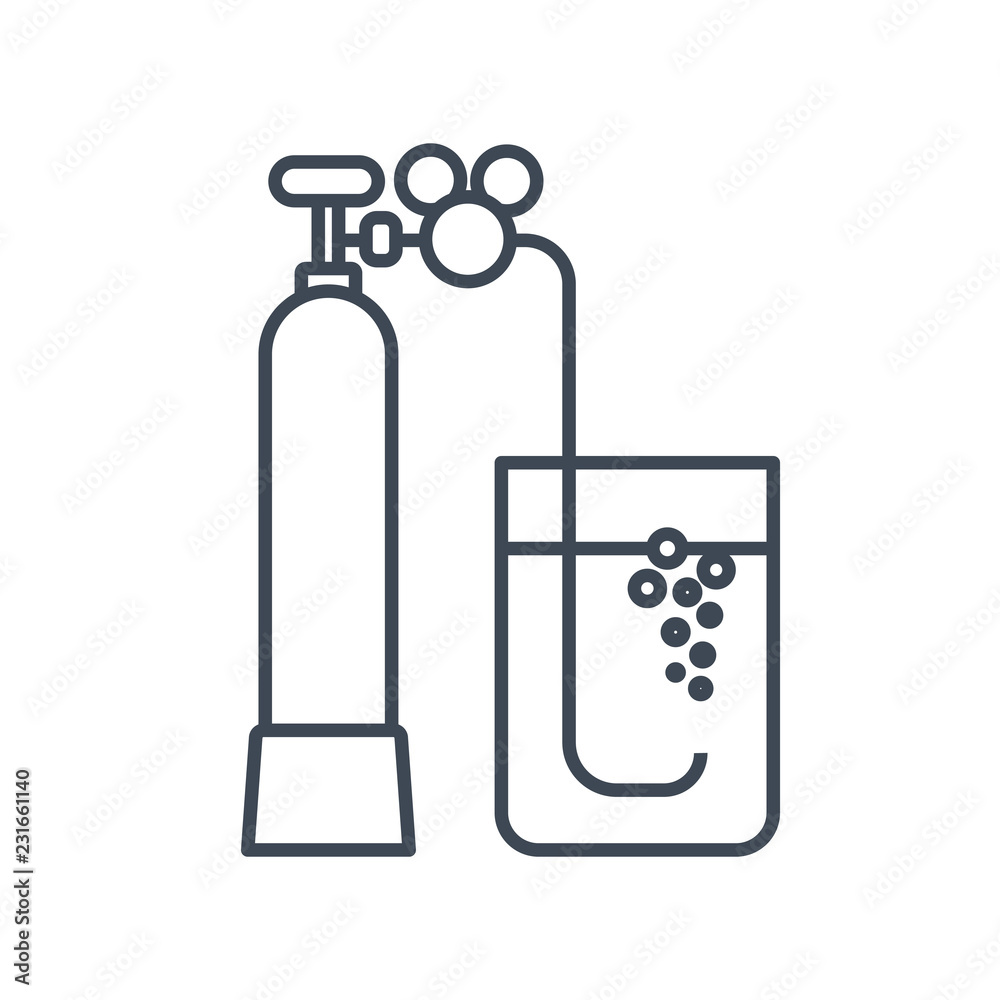 thin line icon carbonation, aeration water, liquid, gas cylinder thin line icon carbonation, aeration water, liquid, gas cylinder
