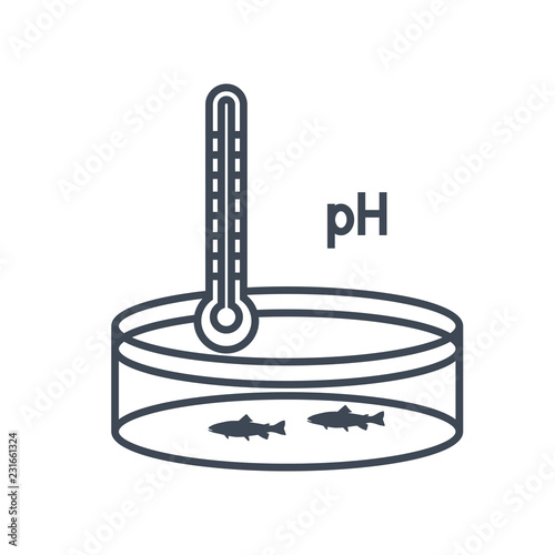 thin line icon pool for breeding fish, fish farming