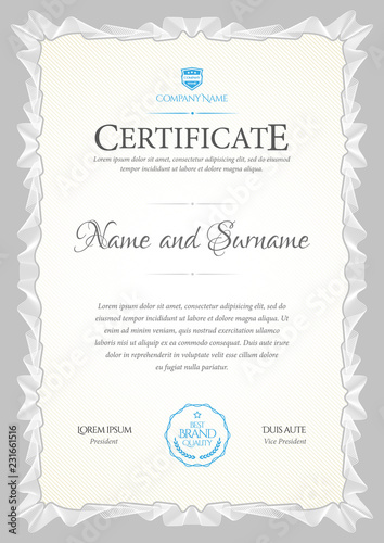 Certificate template. Diploma of modern design or gift certificate.