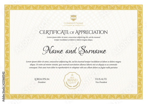 Certificate template. Diploma of modern design or gift certificate.