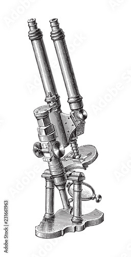 Old microscope / vintage illustrations from Meyers Konversations-Lexikon 1897 