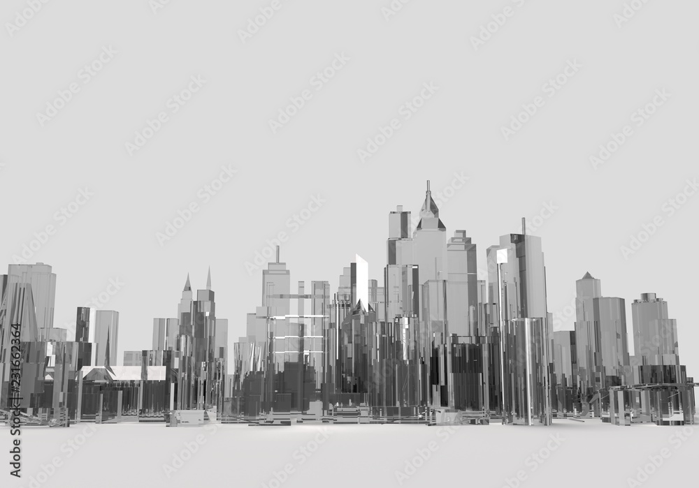 city buildings, illustration 3d