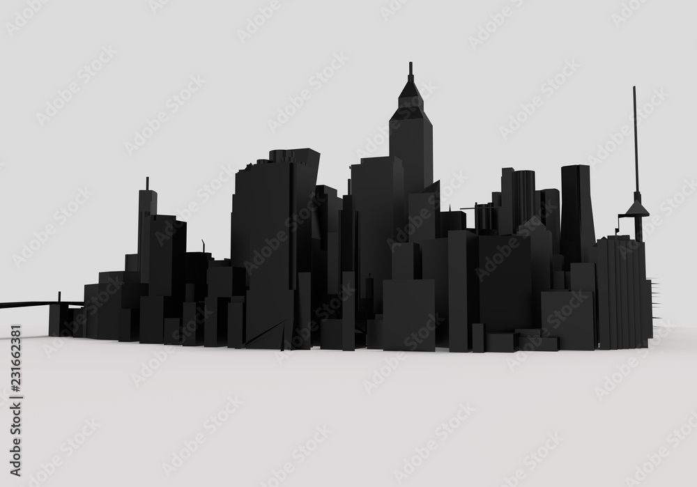 city buildings, illustration 3d