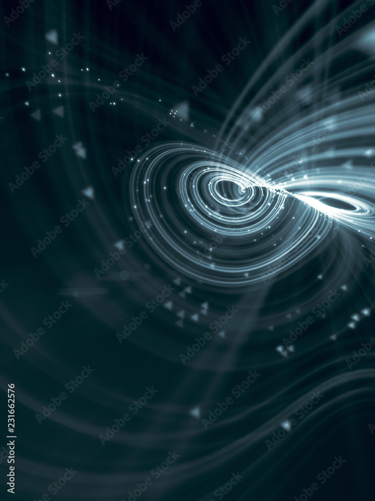 Magic wavy rings with on a dark background. 3d rendering Magic wavy rings with on a dark background. 3d rendering