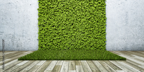 Inner courtyard  with green wall