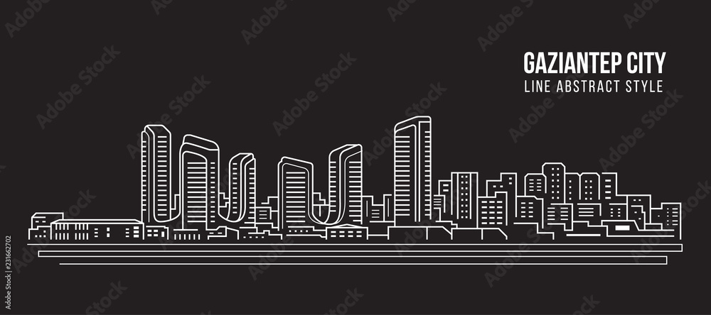 Cityscape Building Line art Vector Illustration design - Gaziantep city