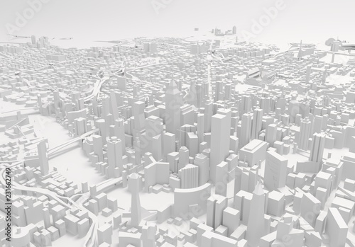city buildings, illustration 3d