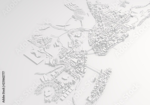 city buildings, illustration 3d