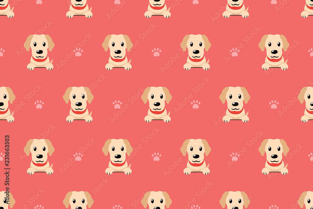 Obraz premium Vector cartoon character labrador dog seamless pattern for design.