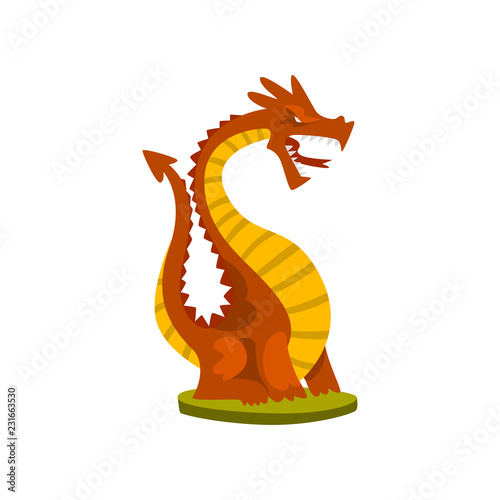 Dragon animal fantasy or fairy tale character vector Illustration on a white background