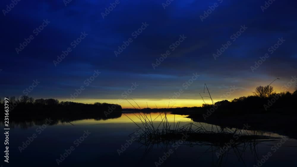 beautiful morning river landscape at dawn, timelapse 4k beautiful morning river landscape at dawn, timelapse 4k