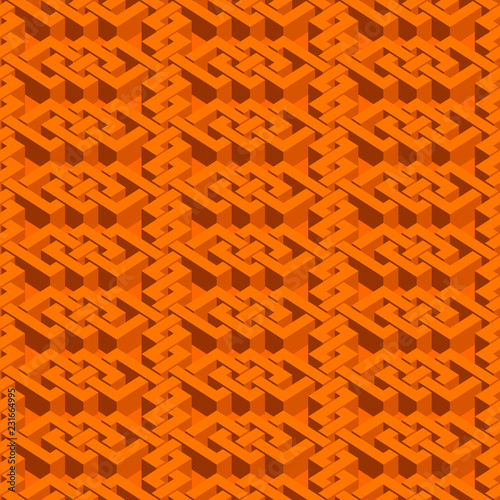 Isometric seamless pattern. Abstract illusory endless ornament texture. Fashion three dimensional background for web or printing design. Swatch is attached.