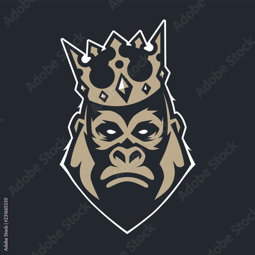 Gorilla in Crown Mascot Vector Icon