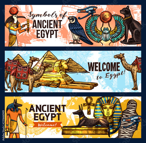 Ancient Egypt banners, tourism and travel