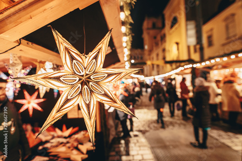 Christmas decoration in a Christmas advent market in central Vienna, Austria photo