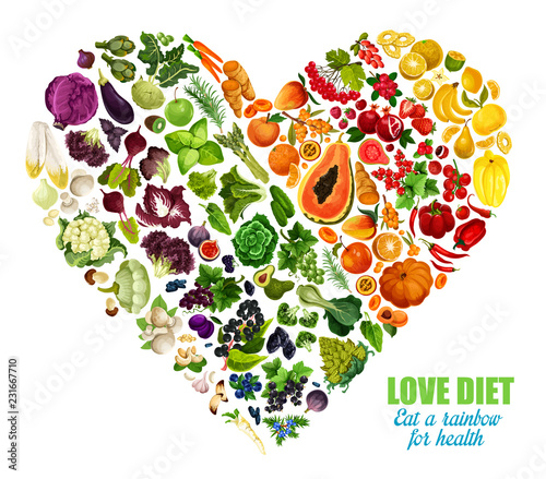 Vegetables and fruits color detox dieting