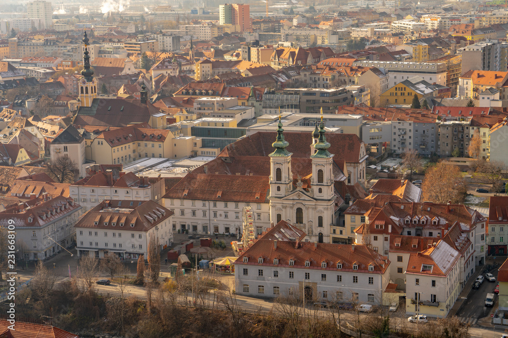 Graz old town as seen from above