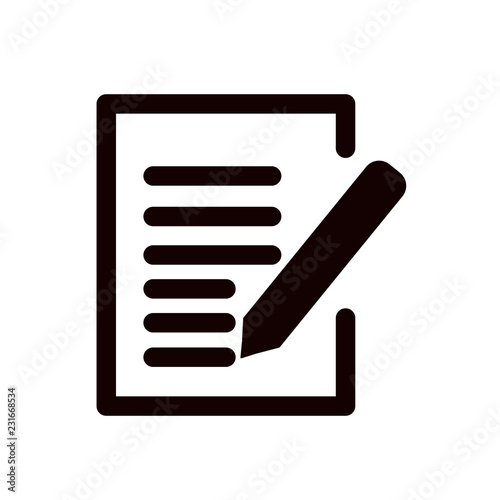 Pencil writing on paper vector icon