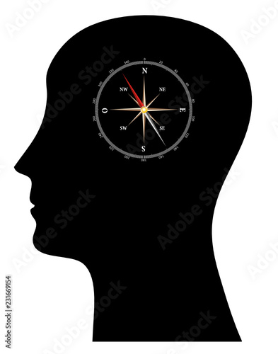 silhouette of man with compass