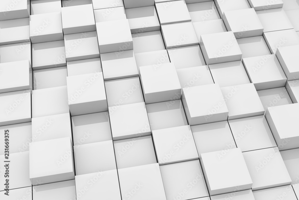 Digital 3d background made of glossy cubes