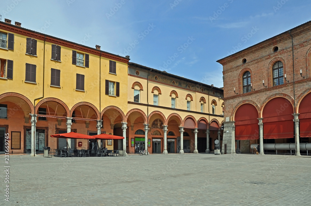 Imola, Italy, Matteotti square in the center of the city. 