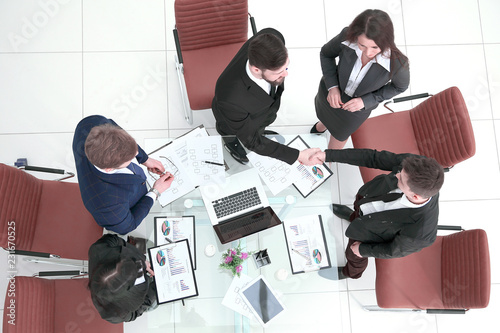 top view.handshake of commercial partners. business concept. photo