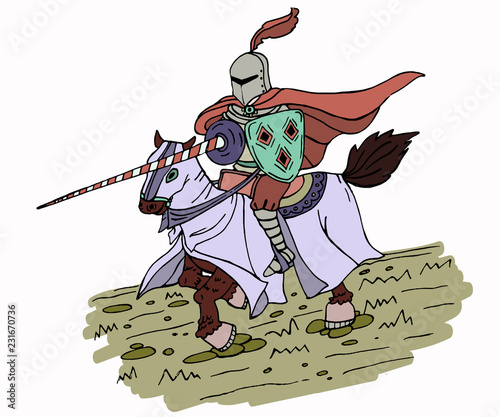 Medieval spear knight on horse