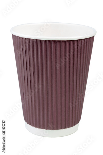 Disposable paper coffee cup isolated on white background. Collection