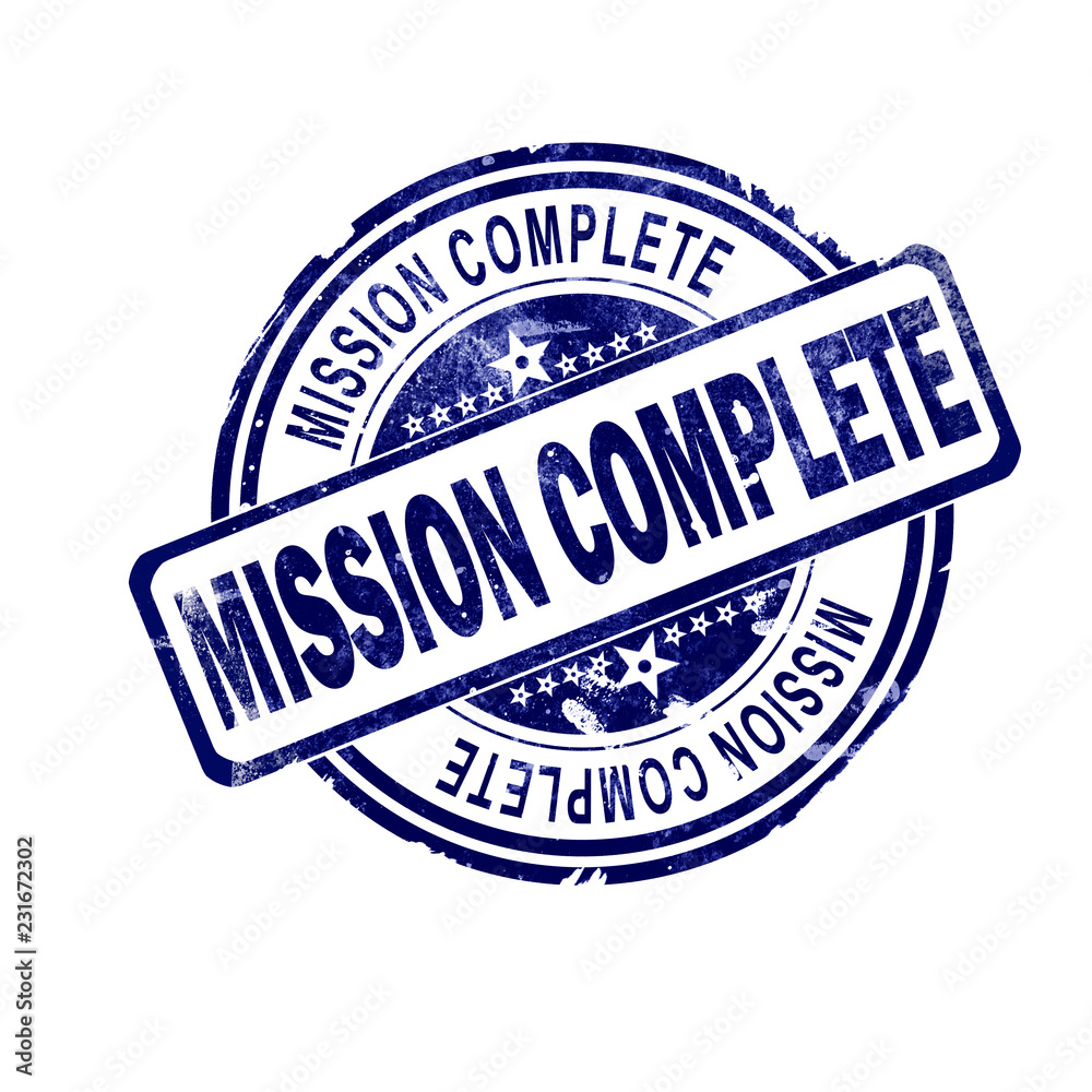 Mission Complete Word With Blue Round Stamp Stock イラスト Adobe Stock