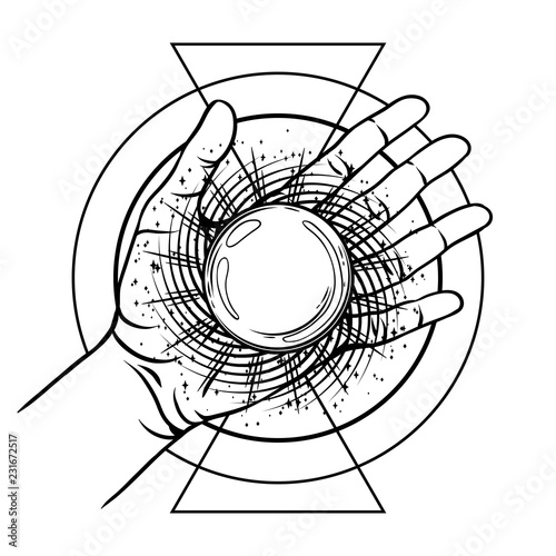 Open hand with magic ball.
