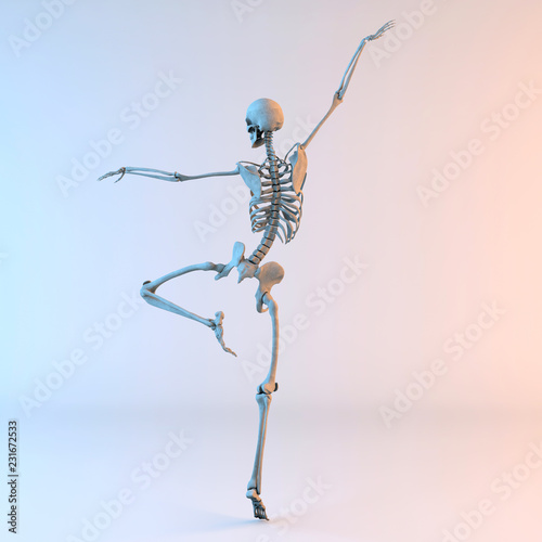 3D Illustration of Happy Dancing Skeleton