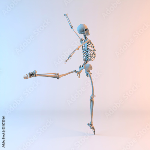 3D Illustration of Happy Dancing Skeleton