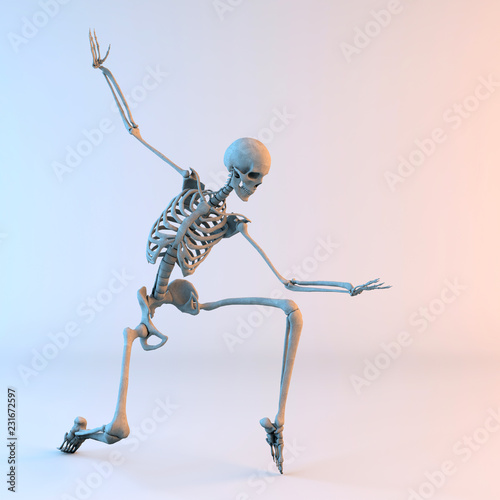 3D Illustration of Happy Dancing Skeleton