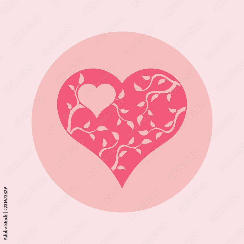 Abstract pink heart tree concept. Heart and tree.