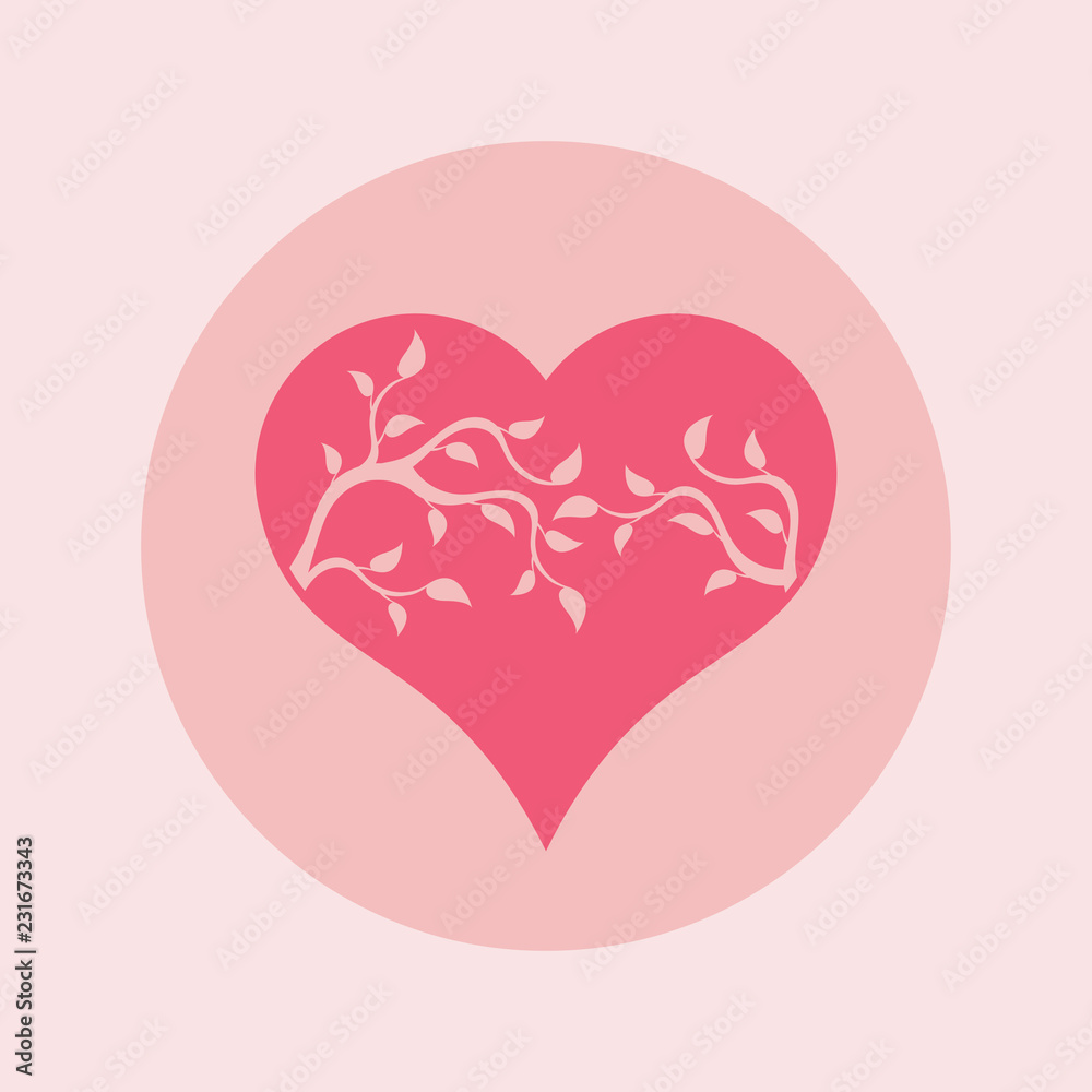 Abstract pink heart tree concept. Heart and tree. Abstract pink heart tree concept. Heart and tree.